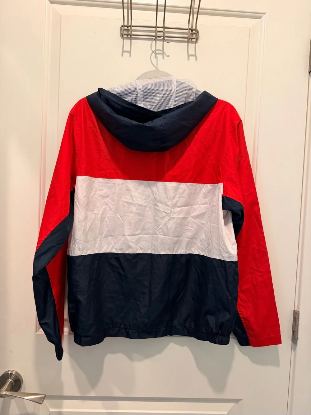 U.S. Polo Assn. Men's Red White and Navy Blue Colorblock Hooded Size S